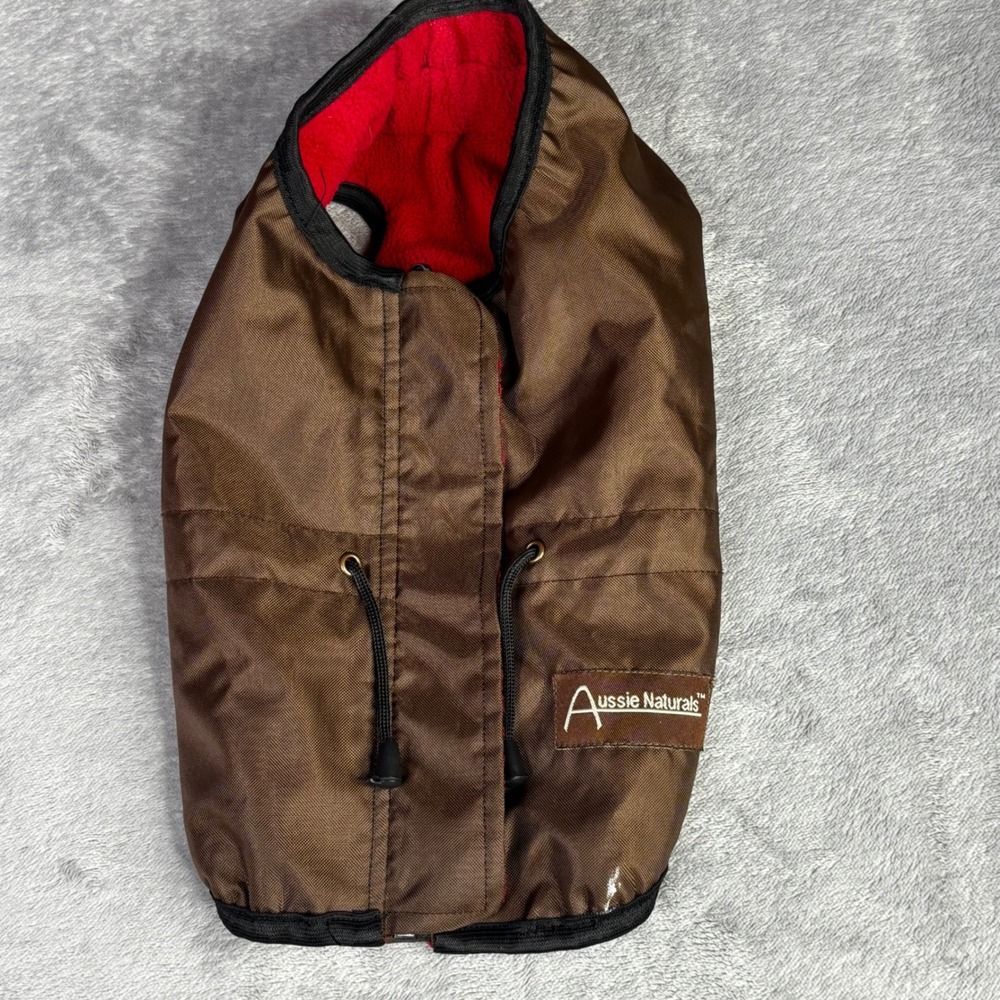 Aussie Naturals Dog Vest 8-10 Brown Red Fleece Lined Zipper Cinch Jacket Small